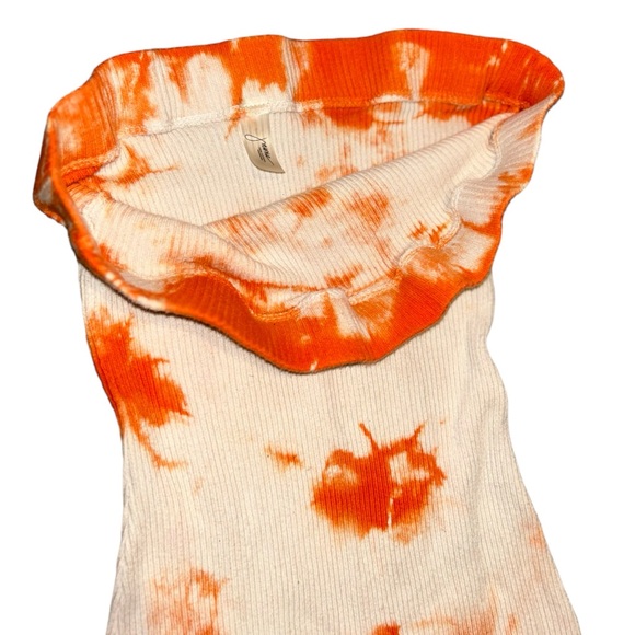 BOGO π Orange Tie-Dye Bodycon Midi Dress | Size Small | Strapless/Tube Dress - Picture 3 of 5